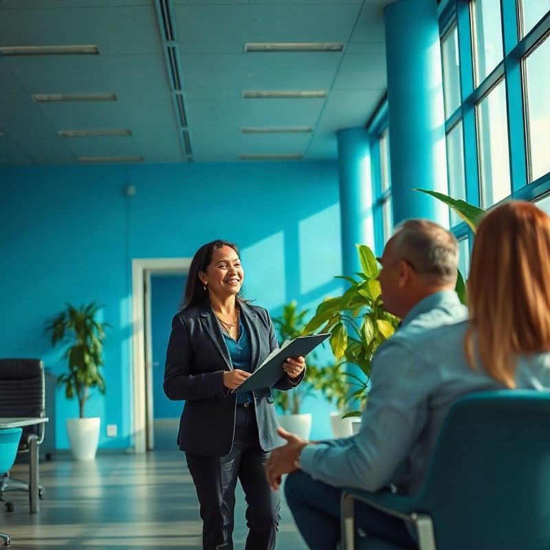 Consultora da Betaknova atendendo cliente em escritório em Brasília